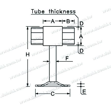 尺寸圖：螺釘外露型腳座 - 陽台或室內裝飾欄杆頭尾固定座