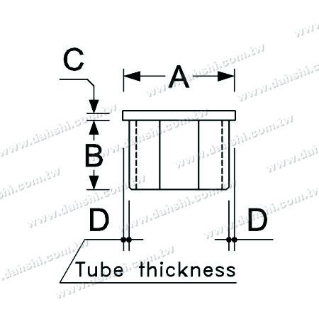 Dimensione: Tappo superiore piatto in tubo quadrato in acciaio inossidabile