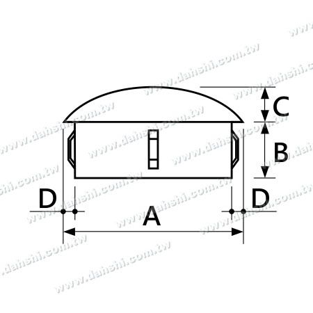 Dimension：Stainless Steel Round Tube Curve Top End Cap with Exit Spring Design - Apply for All Thickness of Round Tube