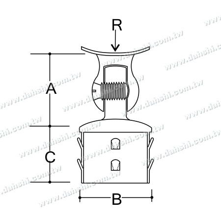 Dimension : Support de connecteur réglable de poteau perpendiculaire de main courante en tube rond en acier inoxydable avec ajustement interne arrondi