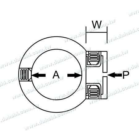 Dimensi: Penahan Tabung/Pegangan Batang Stainless Steel Melalui Punggung Datar
