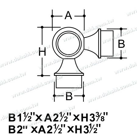 आयाम: स्टेनलेस स्टील गोल ट्यूब आंतरिक गेंद टी कनेक्टर 90 डिग्री
