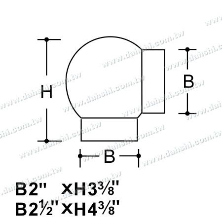 Dimenzija: Zunanji 90-stopinjski kroglični konektor iz nerjavečega jekla za okroglo cev - izdelan s stiskanjem