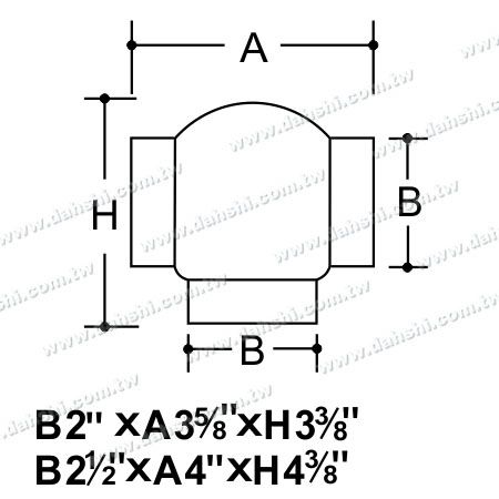 आयाम: स्टेनलेस स्टील गोल ट्यूब बाहरी टी कनेक्टर बॉल टाइप - स्टैम्पिंग मेड