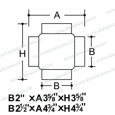 尺寸圖：不銹鋼圓管插內十字型四通 - 圓型 - 沖壓製造