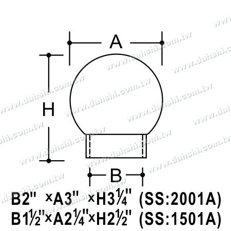 Размер: Конечный шаровой топ из нержавеющей стали для круглой трубы - литье