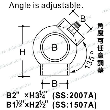 आयाम: स्टेनलेस स्टील गोल ट्यूब बाहरी 135 डिग्री 3 वे आउट कनेक्टर बॉल टाइप - कास्टिंग मेड