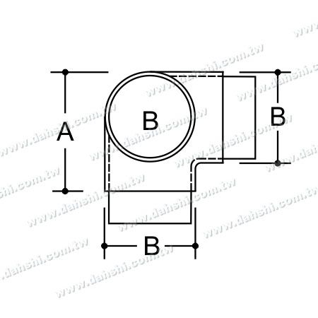 Dimenzija: Notranji 90-stopinjski T-povezovalnik iz nerjavečega jekla okroglega cevnega profila