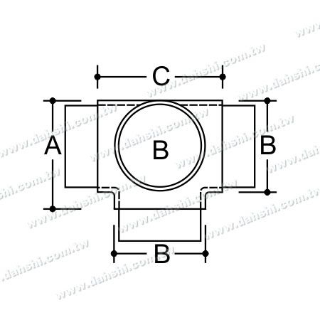 Dimensão: Conector T interno de tubo redondo de aço inoxidável de 90 graus com 4 saídas