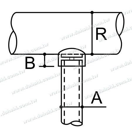 Dimension : Connecteur de poteau perpendiculaire pour main courante en tube rond en acier inoxydable, bouchon externe