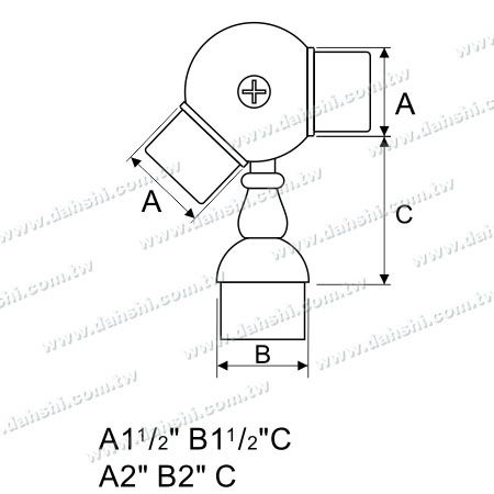 Dimension : Support de connecteur réglable de poteau perpendiculaire de main courante en tube rond en acier inoxydable - Type de décoration de tige à bille - Type de tuyau externe