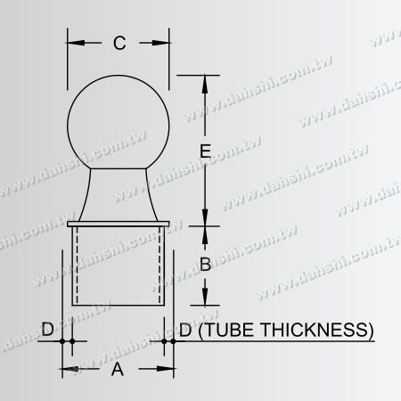 Abmessung: Edelstahl-Rundrohr Kugelartige Endkappe - Kugelgröße 42.4mm
