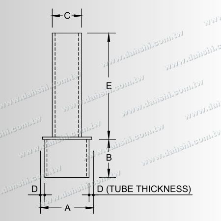 Dimension : Connecteur de poteau perpendiculaire pour main courante en tube rond en acier inoxydable, réducteur à plat
