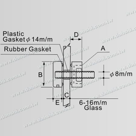 Dimensão:Conjunto de 2 Peças de Grampo de Vidro de Aço Inoxidável - Necessita Fazer Furo no Vidro