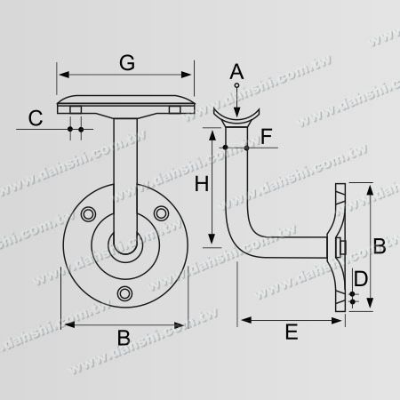 Размер: Винтовой крепеж - кронштейн из нержавеющей стали для круглой трубчатой поручни - угол фиксированный