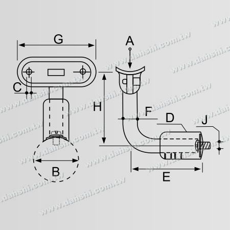 Kích thước: Giá đỡ ốc vít - Giá đỡ tay vịn ống thép không gỉ hình tròn có thể điều chỉnh độ dài giữa tường và tay vịn - Góc điều chỉnh