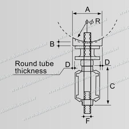 Dimension : Connecteur de poteau perpendiculaire pour main courante en tube rond en acier inoxydable, bouchon externe, cage d'expansion