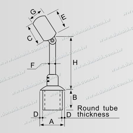 Abmessung: Edelstahl-Rundrohr-Geländer senkrechter Pfosten verstellbarer Verbinder durch Ring höhenverstellbar