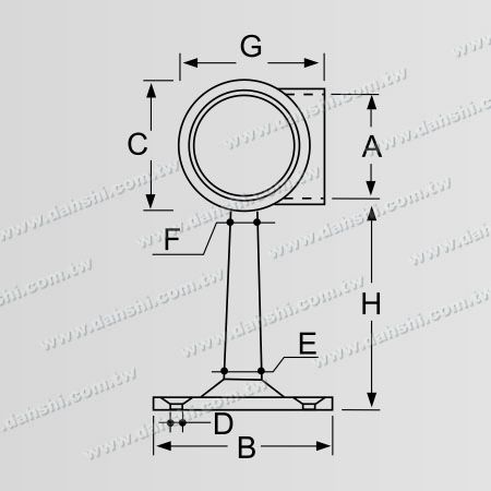Dimension : Support de rampe exposé - Support d'angle interne pour balcon ou décoration intérieure et barre trapézoïdale - Anneau en forme de courbe et barre trapézoïdale