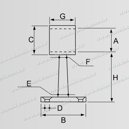 Abmessung: Schraube sichtbare Halterung - Balkon oder Innendekoration Balustrade interne Halterung - Ring &amp; Trapezoid Bar