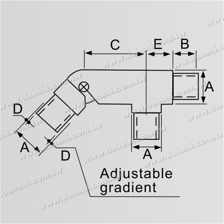 Dimention:Stainless Steel Round Tube Internal Stair Corner Connector 3 Way Out Angle Adjustable
