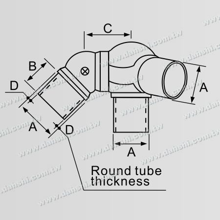 Abmessung: Edelstahl-Rundrohr Innen Treppeneckverbinder Kugel 3-Wege-Verbinder Winkel verstellbar