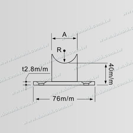 ابعاد: پشتیبان دستگیره لوله گرد استیل ضد زنگ - پیچ مخفی