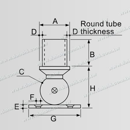 Dimensione: Supporto per corrimano in tubo tondo in acciaio inossidabile angolo regolabile interno - Vite esposta