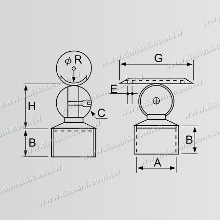 Abmessung: Edelstahl-Rundrohr-Handlauf senkrechter Pfosten verstellbarer Verbinder Stütze mit abgerundetem externem Sitz