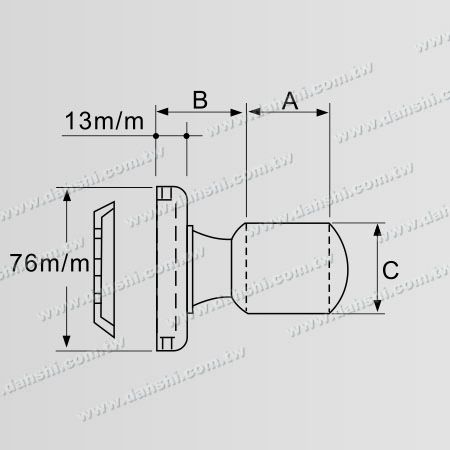 ابعاد: پشتیبان دستگیره استیل توپی - از طریق لوله گرد استیل
