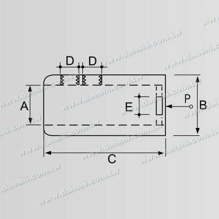 Dimension : Connecteur de tube et barre en acier inoxydable avec dos plat