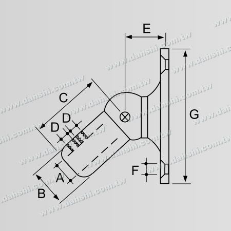 Dimension : Angle d'extrémité insérée externe réglable de main courante en tube rond en acier inoxydable - Vis exposée