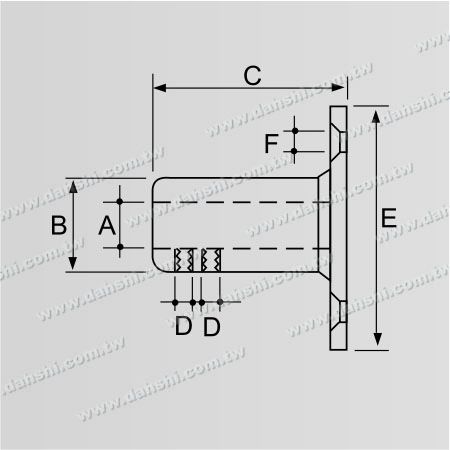 ابعاد: داخلی درج دستگیره لوله استیل ضد زنگ زاویه نهایی - پیچ بیرونی