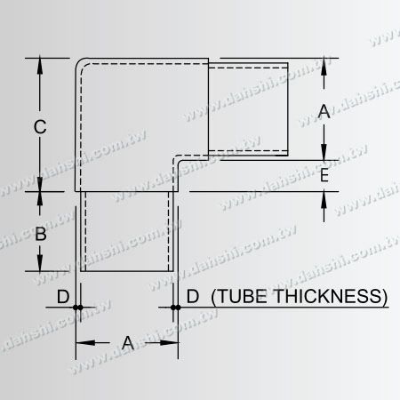Dimension:Stainless Steel Round Tube Internal 90degree Extea Length Elbow Square Corner