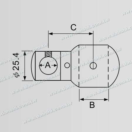 寸法：ステンレス鋼のチューブ/バー接続ボールタイプの角度調整可能