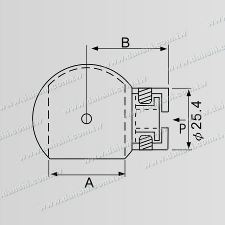 Dimension : Connecteur de tube et barre en acier inoxydable à extrémité fermée de type balle, angle réglable avec dos plat