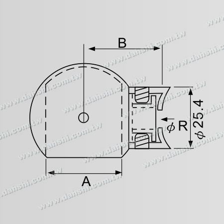 寸法：ステンレス鋼のチューブとバーのコネクター、クローズエンドボールタイプ、角度調整可能