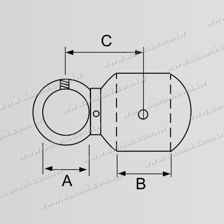 Dimensão: Conector de Tubo e Barra em Aço Inoxidável Tipo Bola com Ângulo Ajustável