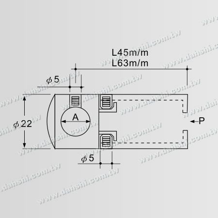 Dimension: Support de tube/barre en acier inoxydable avec passage et dos plat extra long