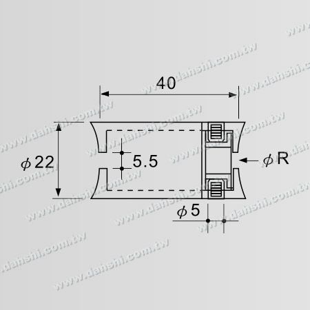 尺寸圖:連接兩平行圓管接頭