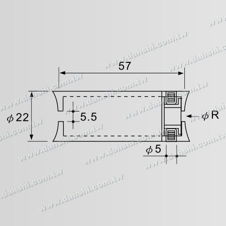 尺寸圖:連接兩平行圓管接頭
