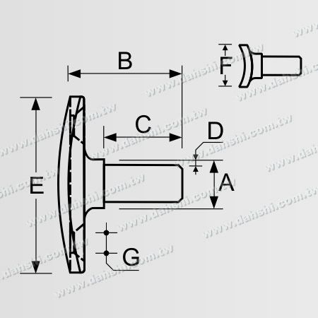 Dimension: Connecteur interne en acier inoxydable pour tube et barre avec rayon