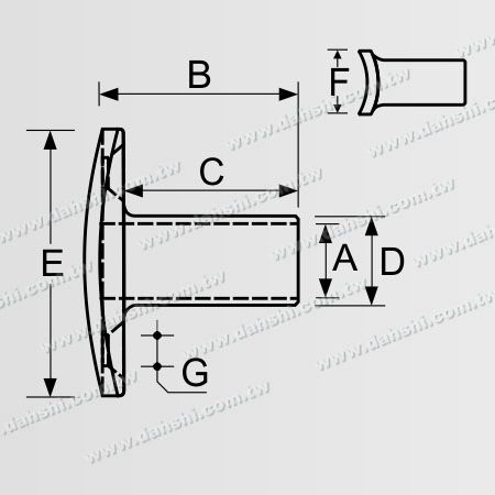Dimension: Connecteur externe en acier inoxydable pour tube et barre avec rayon