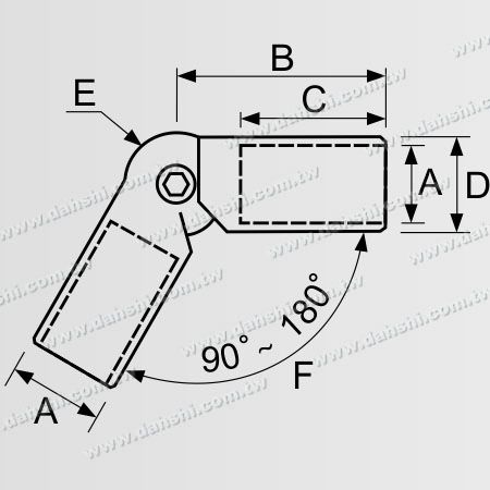 Abmessung: Edelstahl-Rundrohr externer Bogenkugelverbinder Winkel verstellbar
