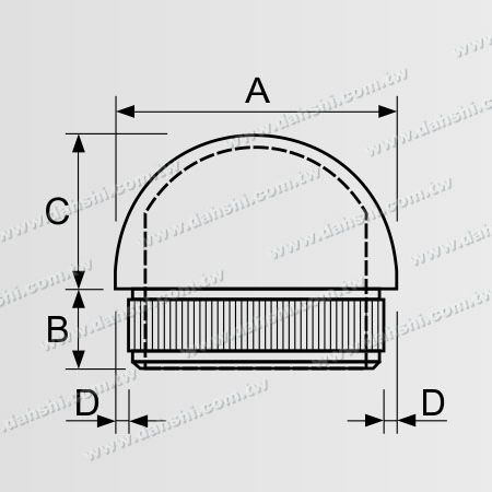 Dimensión: Tapón final de acero inoxidable redondo para tubo con diseño de borde fijo y forma de cúpula