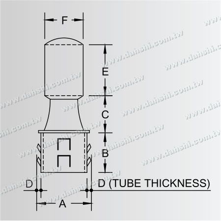 Dimension:Stainless Steel Round Tube Handrail Perpendicular Post Connector Through Ring - Exit spring design- welding free/ glue applicable