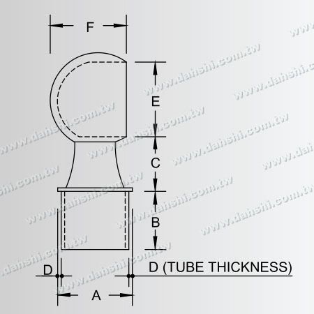 Dimensión: Conector de poste perpendicular de barandilla de tubo redondo de acero inoxidable con anillo cerrado