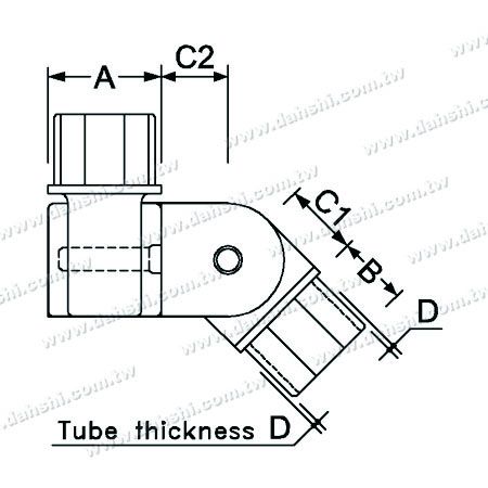 Dimension: Connecteur d'angle réglable en coin d'escalier interne de tube carré en acier inoxydable