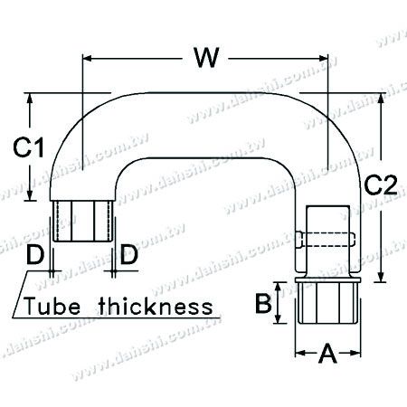 الأبعاد: موصل زاوية قابل للتعديل للزاوية اليسرى لأنبوب مربع من الفولاذ المقاوم للصدأ الداخلي