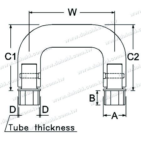 Kích thước: Kết nối góc U cầu thang nội bộ ống thép không gỉ hình vuông có thể điều chỉnh góc